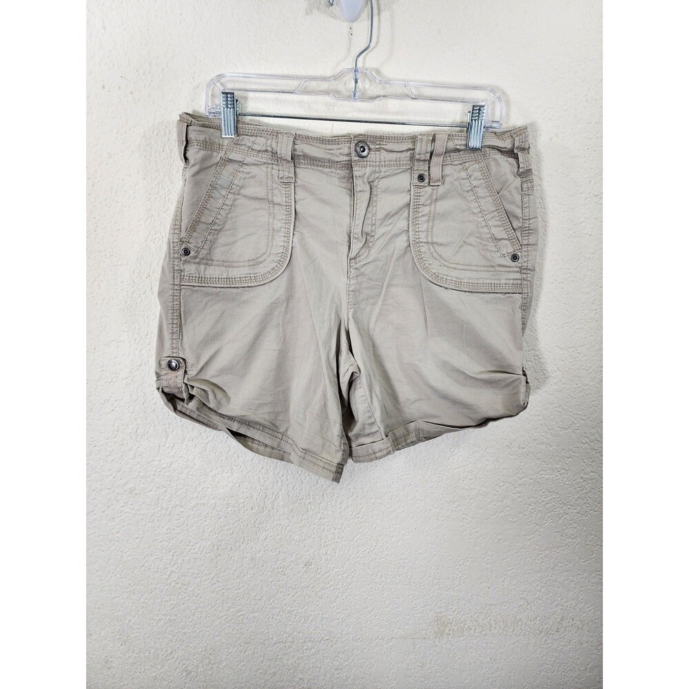 KHAKIS & CO Womens Shorts Size 6 Beige Cotton Stretch Chino Rolled Hem Casual